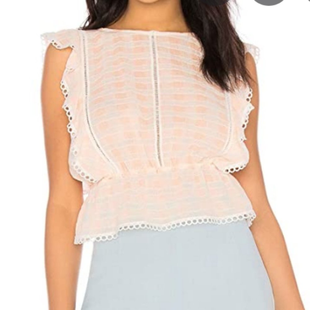 BB Dakota Lisanne gingham ruffle top in salmon